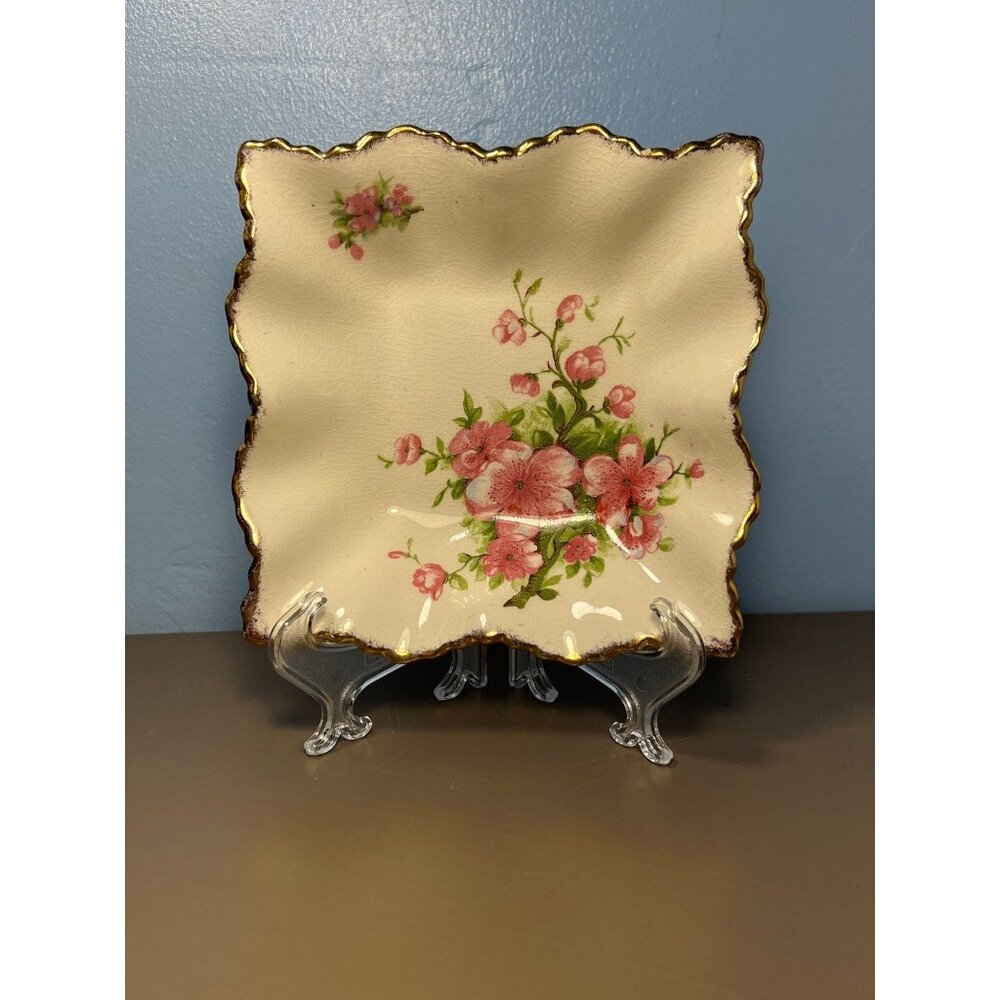 Vintage James Kent Staffordshire England “Old Foley” Square Trinket Dish